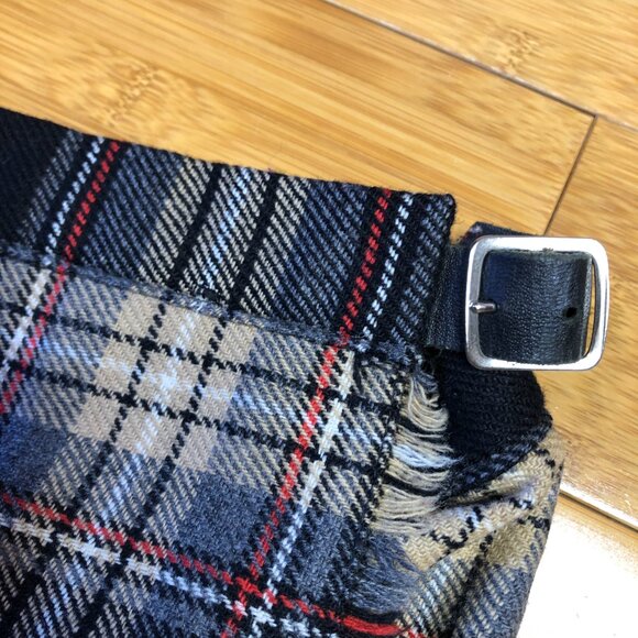 Vintage Wool sz 14 Kilt Skirt Plaid Tartan Adjustable Pleated Grey Winter Fall - Picture 3 of 9